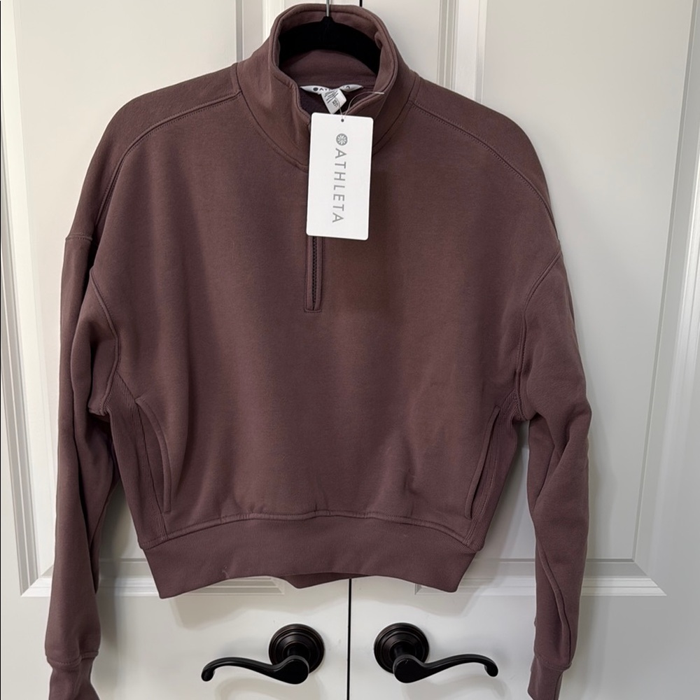 Athleta Forever Fleece 1/2 Zip Crop Sweatshirt, NWT!!!!, Size XSmall, XS,